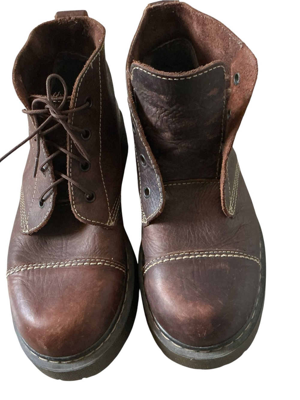 Vtg Beaver creek unisex brown leather chunky biker boots lace up sz 7
